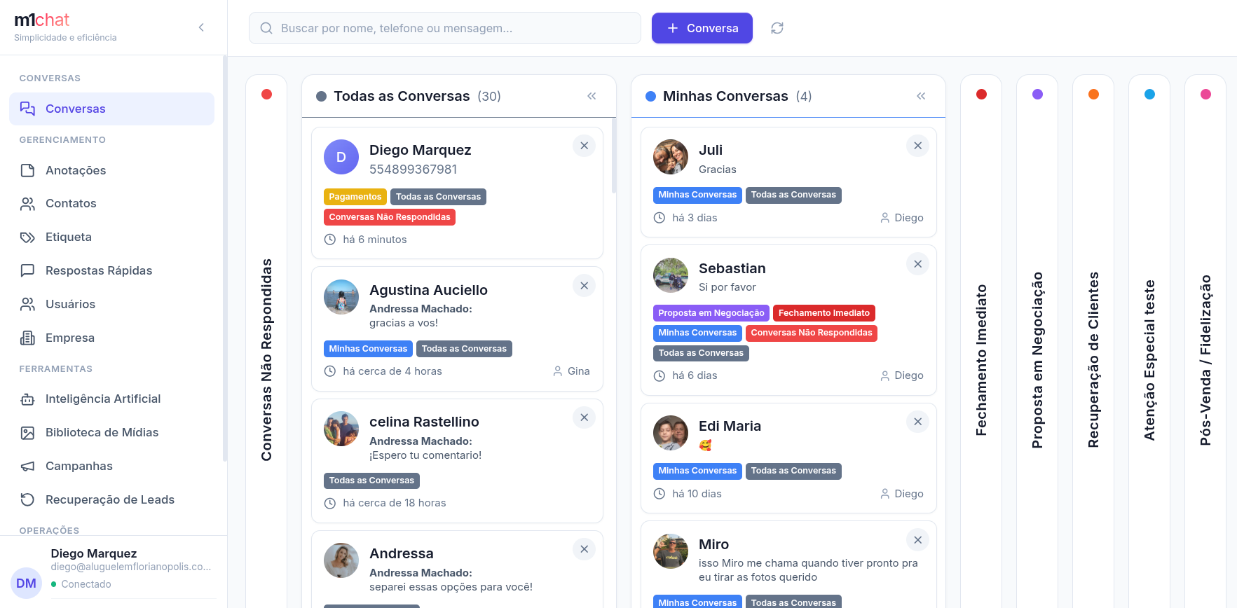 Funil Kanban de Vendas